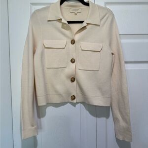 Sezane Cream Cardigan Sweater